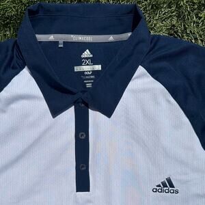 Adidas ClimaCool Athletic Raglan Polo Shirt Perforated Short Slv Golf Collar XXL